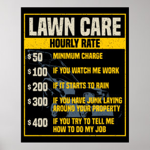Funny Lawn Care Rate Garden Maintenance Gag Poster