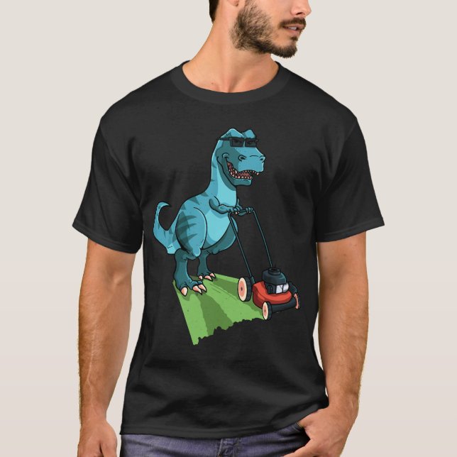 Funny Lawn Mower T-Rex Traktor Mowing Geschenk für T-Shirt (Vorderseite)