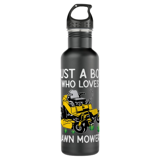 Funny Lawn Mowing Gift Boys Kinder Rasenmäher Farm Edelstahlflasche (Vorderseite)