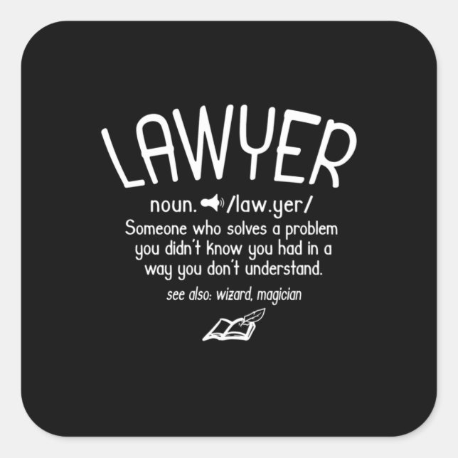 Funny Lawyer Definition Quadratischer Aufkleber (Vorderseite)