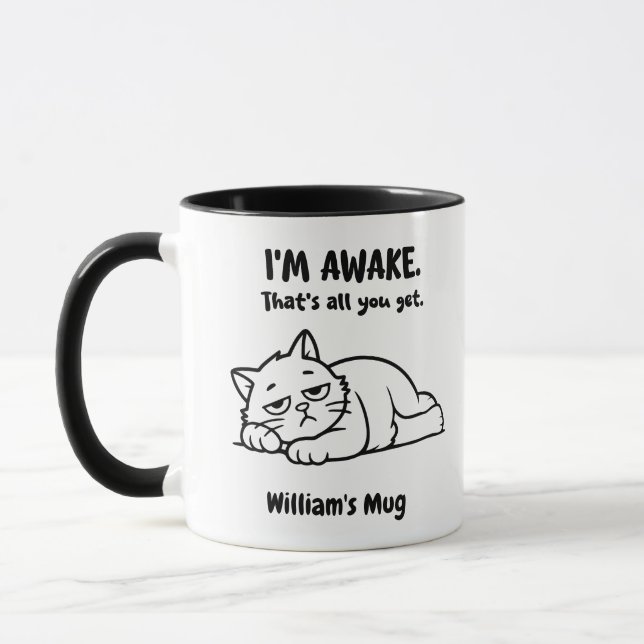 Funny Lazy Cat Tasse - Custom I'm Awake Cup (Links)