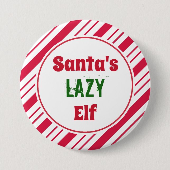 Funny Lazy Christmas Elf Button Button (Vorderseite)