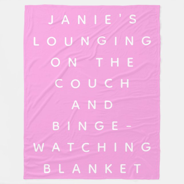 Funny Lazy Days Binge Watching Pink Personalisiert Fleecedecke (Vorderseite)