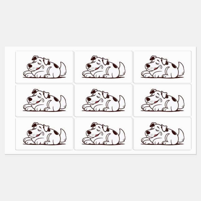 Funny Lazy Dog Design Etiketten (Blatt)