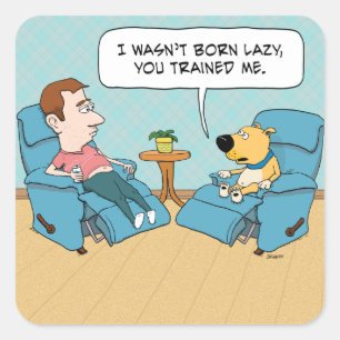 Funny Lazy Dog im Vorsitz Quadratischer Aufkleber