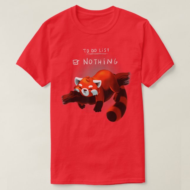 Funny Lazy Red Panda To do list T-Shirt (Design vorne)