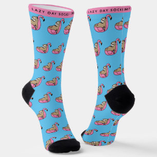 Funny Lazy Sloth Pattern Pink & Blue Socken