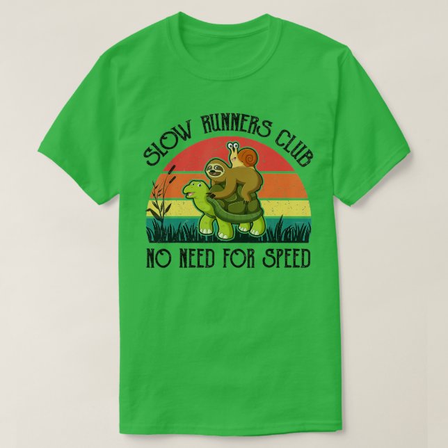 Funny Lazy Sloth  Snail Riding Turtle Slow Runners T-Shirt (Design vorne)