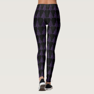 Funny Leggings Schwarzer Lila Weihnachtsbaum