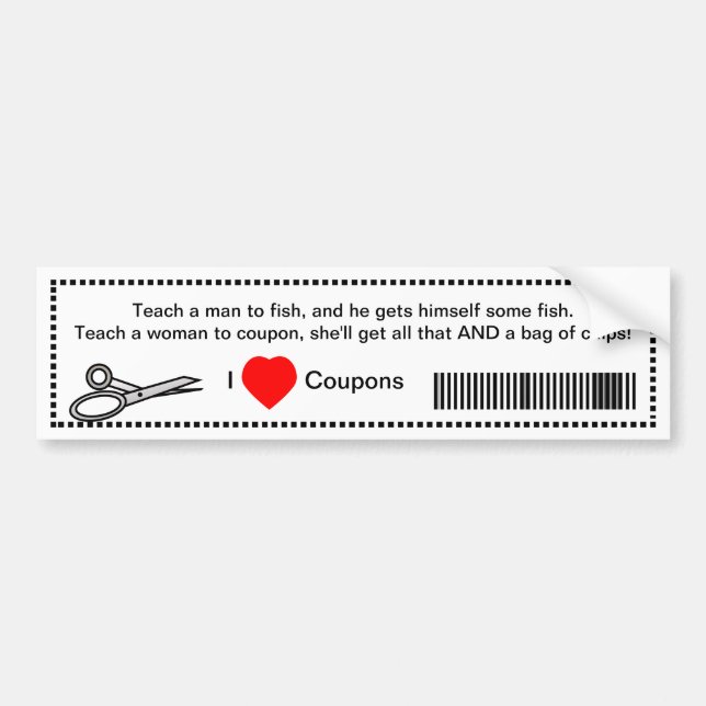 Funny lehre den Mann zum Fischen I Liebe Coupons Autoaufkleber (Vorne)