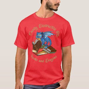 Funny leicht abgelenkt von Drachen und Bücher Nerd T-Shirt