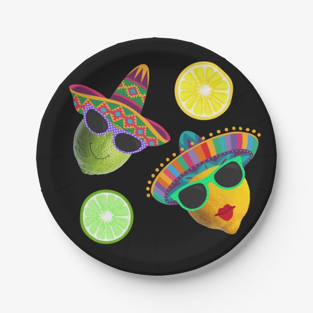 Funny Lemon Lime Party Fiesta  Pappteller (Vorderseite)