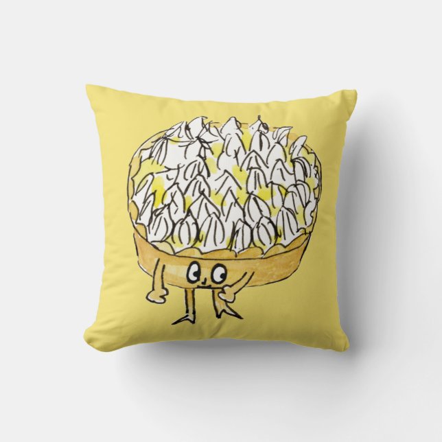 Funny Lemon Meringue Pie Quirky Niedlicher Cartoon Kissen (Vorderseite)