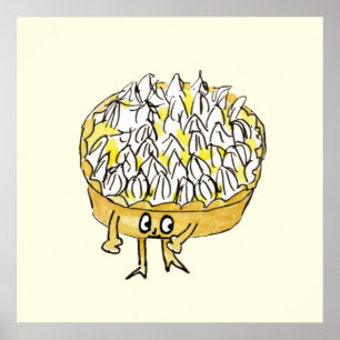 Funny Lemon Meringue Pie Quirky Niedlicher Cartoon Poster