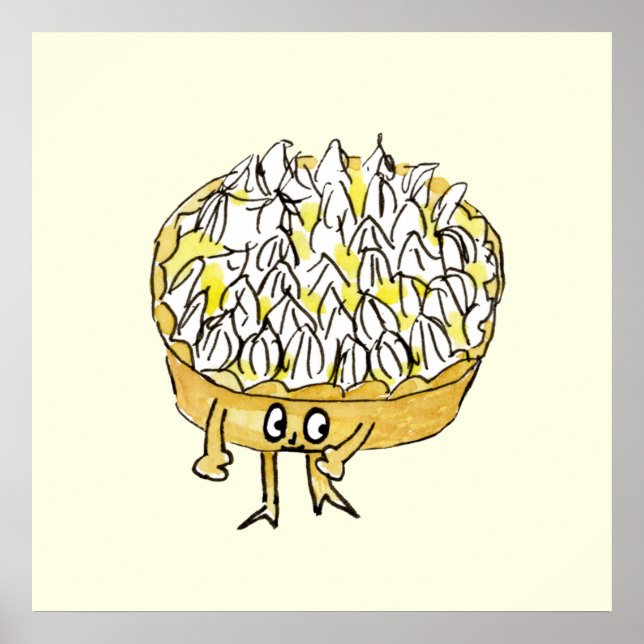 Funny Lemon Meringue Pie Quirky Niedlicher Cartoon Poster (Vorne)