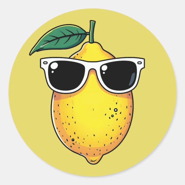Funny Lemon Sunglasses Runder Aufkleber (Vorderseite)