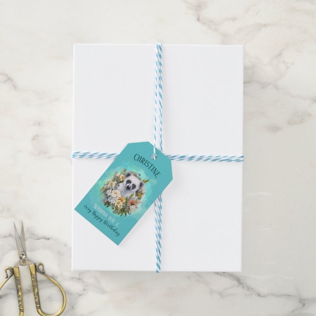 Funny lemur tropisches Thema individuelle Name Geschenkanhänger (Mit Garn)