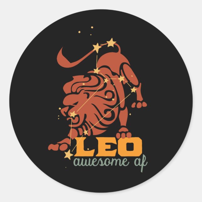 Funny Leo Zodiac Star Signatur Astrologie Phantast Runder Aufkleber (Vorderseite)