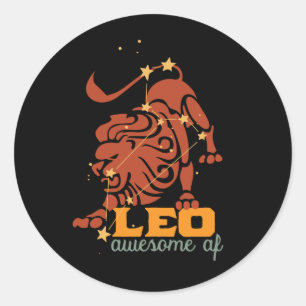 Funny Leo Zodiac Star Signatur Astrologie Phantast Runder Aufkleber