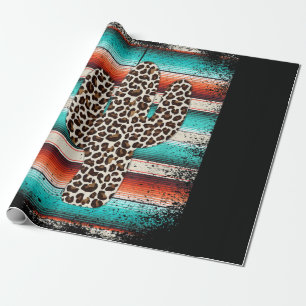 Funny Leopard Cactus Serape Cactus print Türkis Geschenkpapier