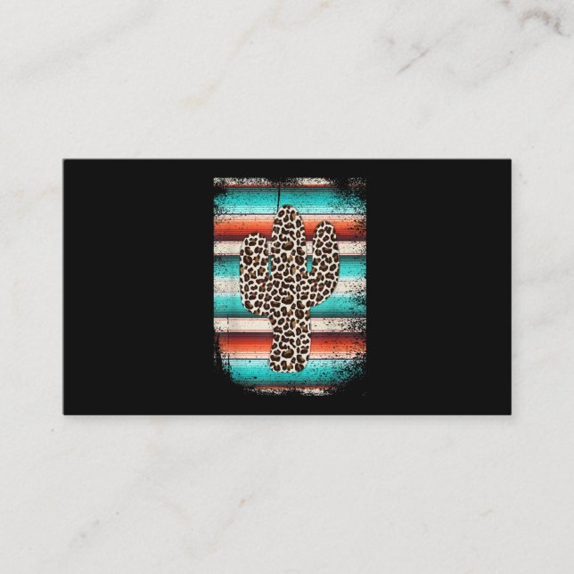 Funny Leopard Cactus Serape Cactus print Türkis Visitenkarte (Vorderseite)