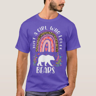 Funny Leopard Just A Girl Who Lieben Bears Rainbow T-Shirt