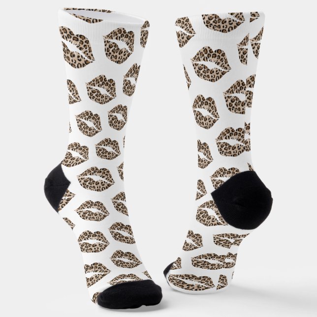 Funny Leopard Lips Socken (Gewinkelt)