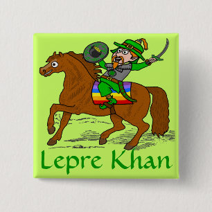 Funny Lepre Khan St Patrick's Day Button