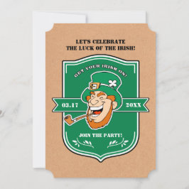 Funny Leprechaun Abzeichen St. Patrick's Day Party Einladung