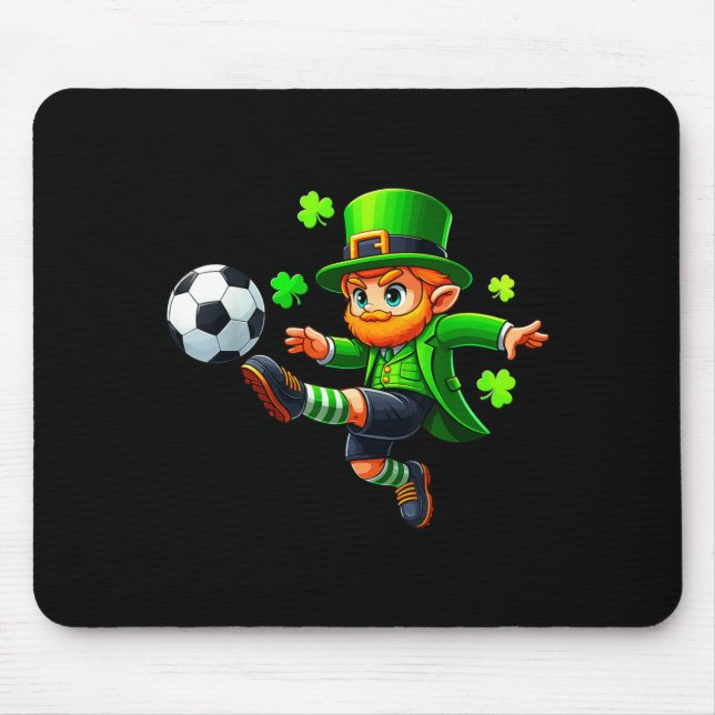 Funny Leprechaun Irish Soccer St Patricks Men Boy  Mousepad (Vorne)
