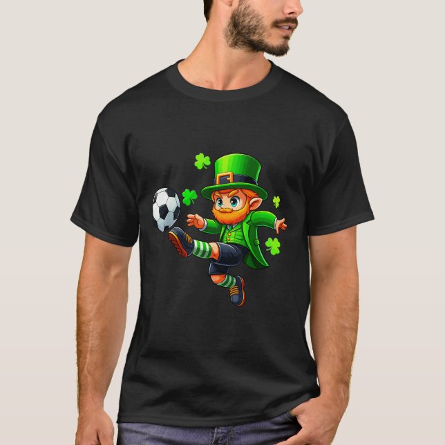 Funny Leprechaun Irish Soccer St Patricks Men Boy  T-Shirt (Vorderseite)