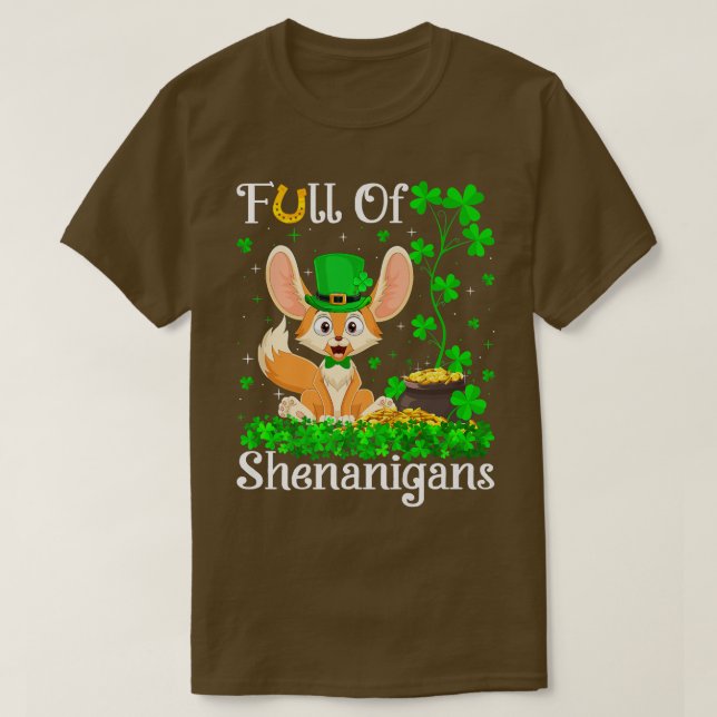 Funny Leprechaun Kleeblatt Leaf Fennec T-Shirt (Design vorne)