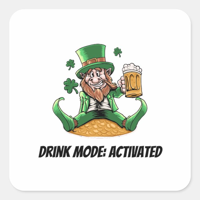 Funny Leprechaun Quadratischer Aufkleber (Vorderseite)