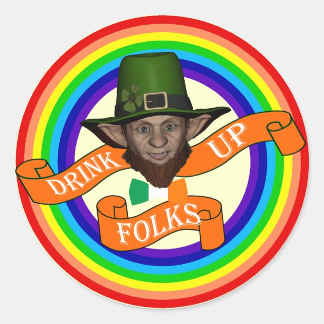 Funny Leprechaun St Patrick's Day Runder Aufkleber (Vorderseite)