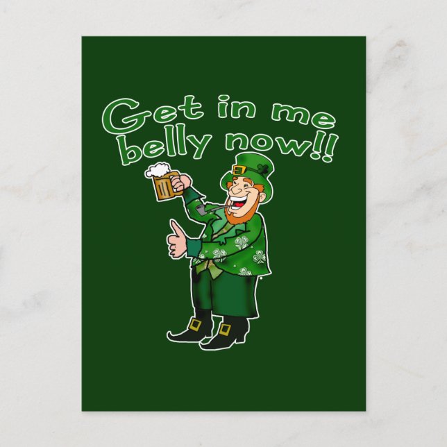 Funny Leprechaun und Bierhemd für St. Pat Postkarte (Vorderseite)