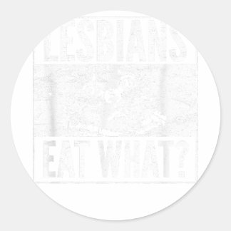 Funny Lesbians essen, was Cat Kitten LGBT Spaß Runder Aufkleber