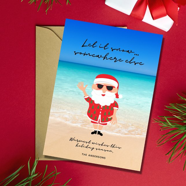 Funny Let it Snow Florida Weihnachten Weihnachten (Funny Let it Snow Florida Santa Beach Christmas Holiday Card)