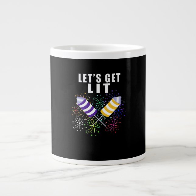Funny Let's Get Lit - Unabhängigkeit Pun Classic Jumbo-Tasse (Vorderseite)