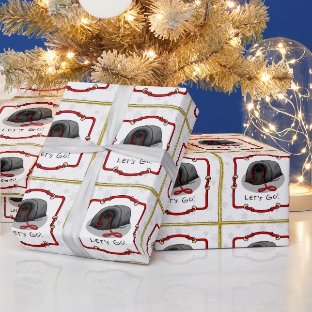 Funny Let's Go! for a Walk Pekingese Dog (black) Geschenkpapier (Feiertage)