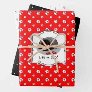 Funny Let's Go! for a Walk Pekingese Dog (black) Geschenkpapier Set