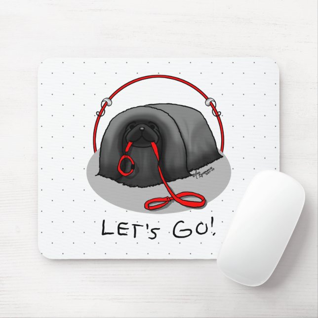 Funny Let's Go! for a Walk Pekingese Dog (black) Mousepad (Mit Mouse)