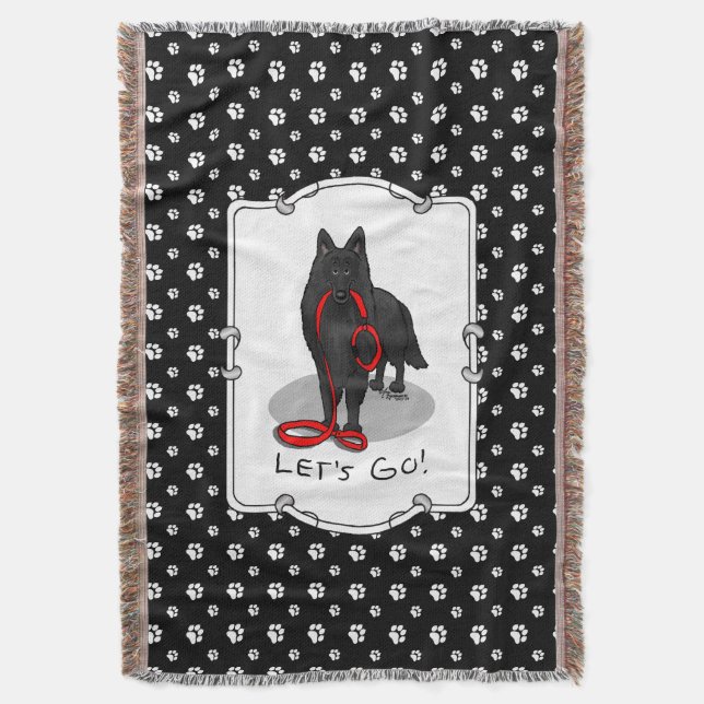 Funny Let's Go! Walk Belgian Sheepdog (black 1) Decke (Vorderseite Vertikal)