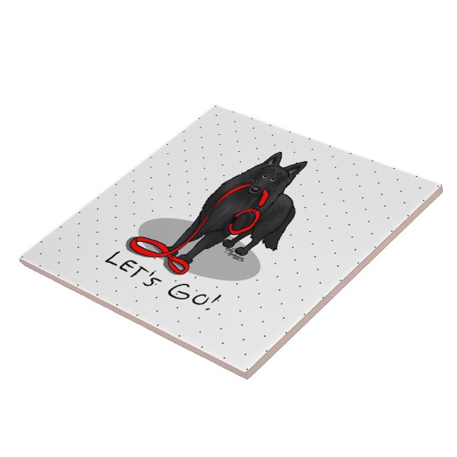 Funny Let's Go! Walk Belgian Sheepdog (black 1) Fliese (Seite)