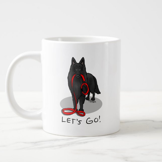 Funny Let's Go! Walk Belgian Sheepdog (black 1) Jumbo-Tasse (Links)