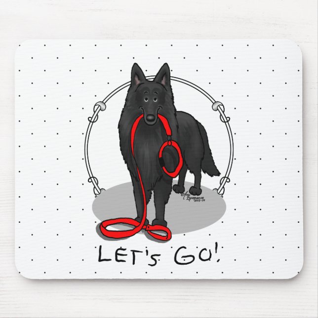 Funny Let's Go! Walk Belgian Sheepdog (black 1) Mousepad (Vorne)