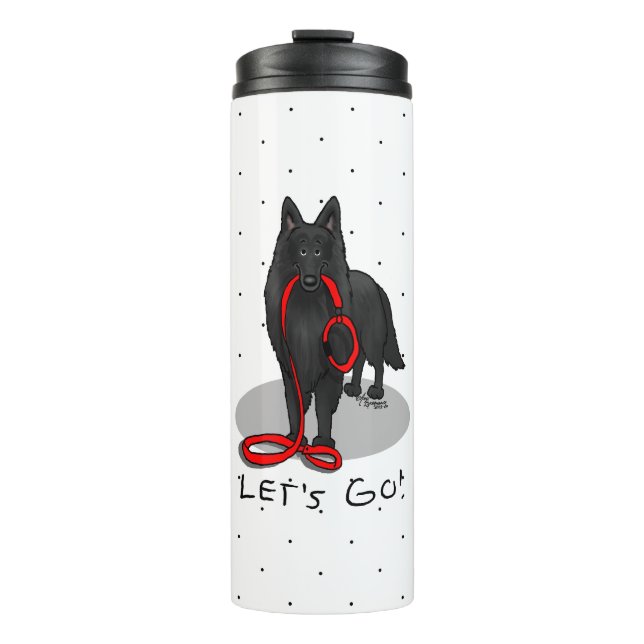Funny Let's Go! Walk Belgian Sheepdog (black 1) Thermosbecher (Vorderseite)