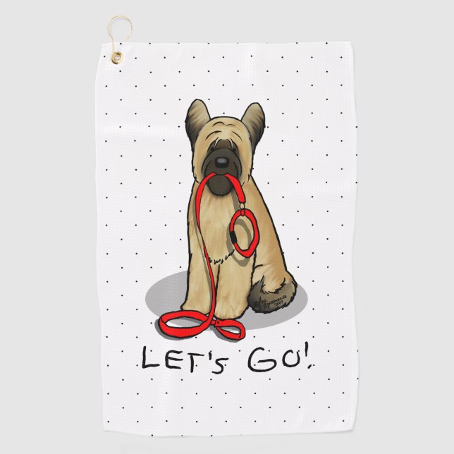 Funny Let's Go! Walk Briard (cr tawny black 1) Golfhandtuch (Vorderseite)