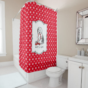 Funny Let's Go! Walk Old English Sheepdog (Grau 1) Duschvorhang