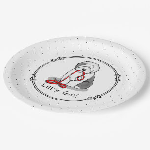 Funny Let's Go! Walk Old English Sheepdog (Grau 1) Pappteller