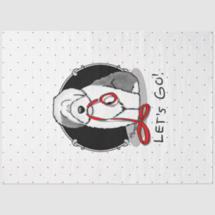 Funny Let's Go! Walk Old English Sheepdog (Grau 1) Seidenpapier
